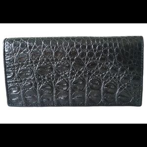 NEW Crocodile leather Check-book bi-fold wallet